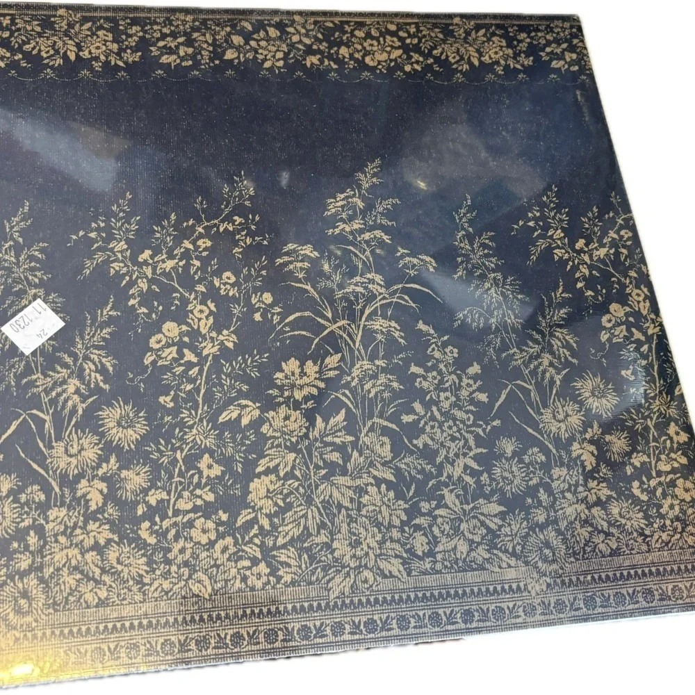 Hester & Cook NAVY WOVEN FLORAL PLACEMAT! 24 Placemats